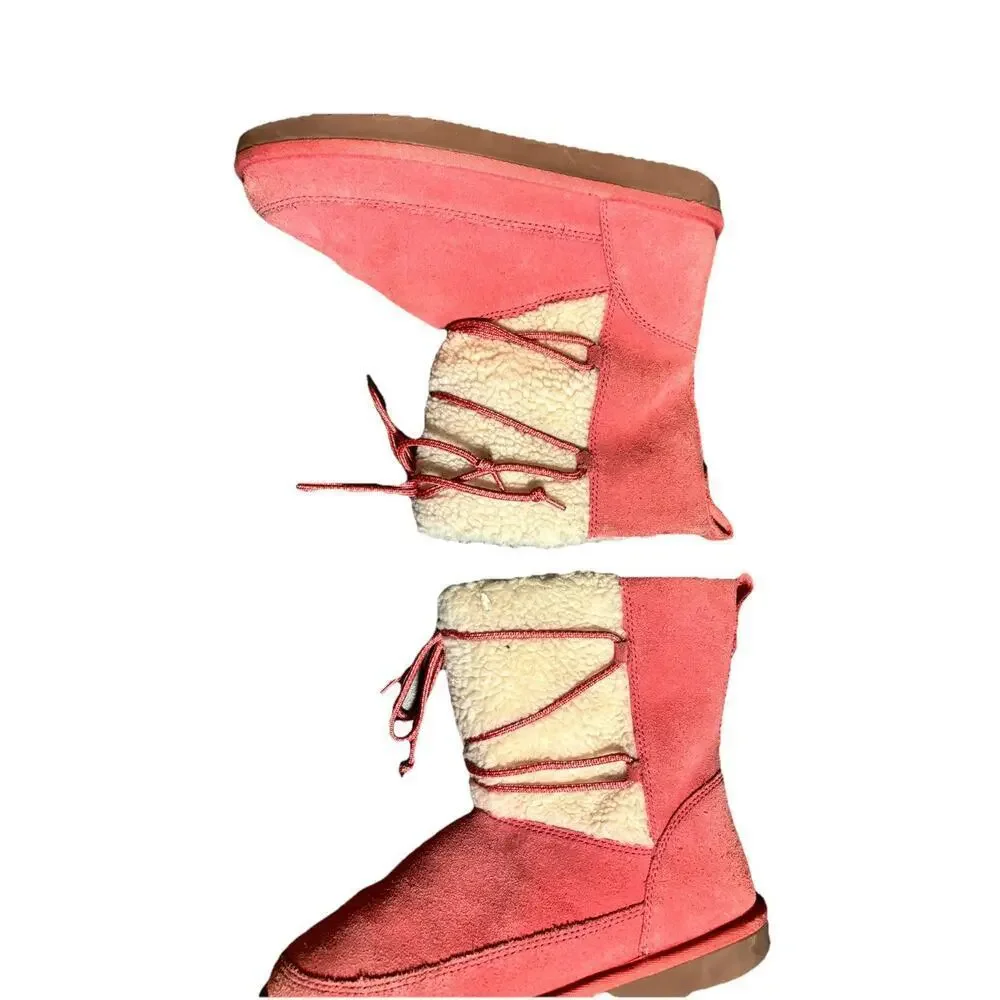 Koolaburra By Ugg Girls Youth Sz 5 Michon Short Boots Coral Pink Suede